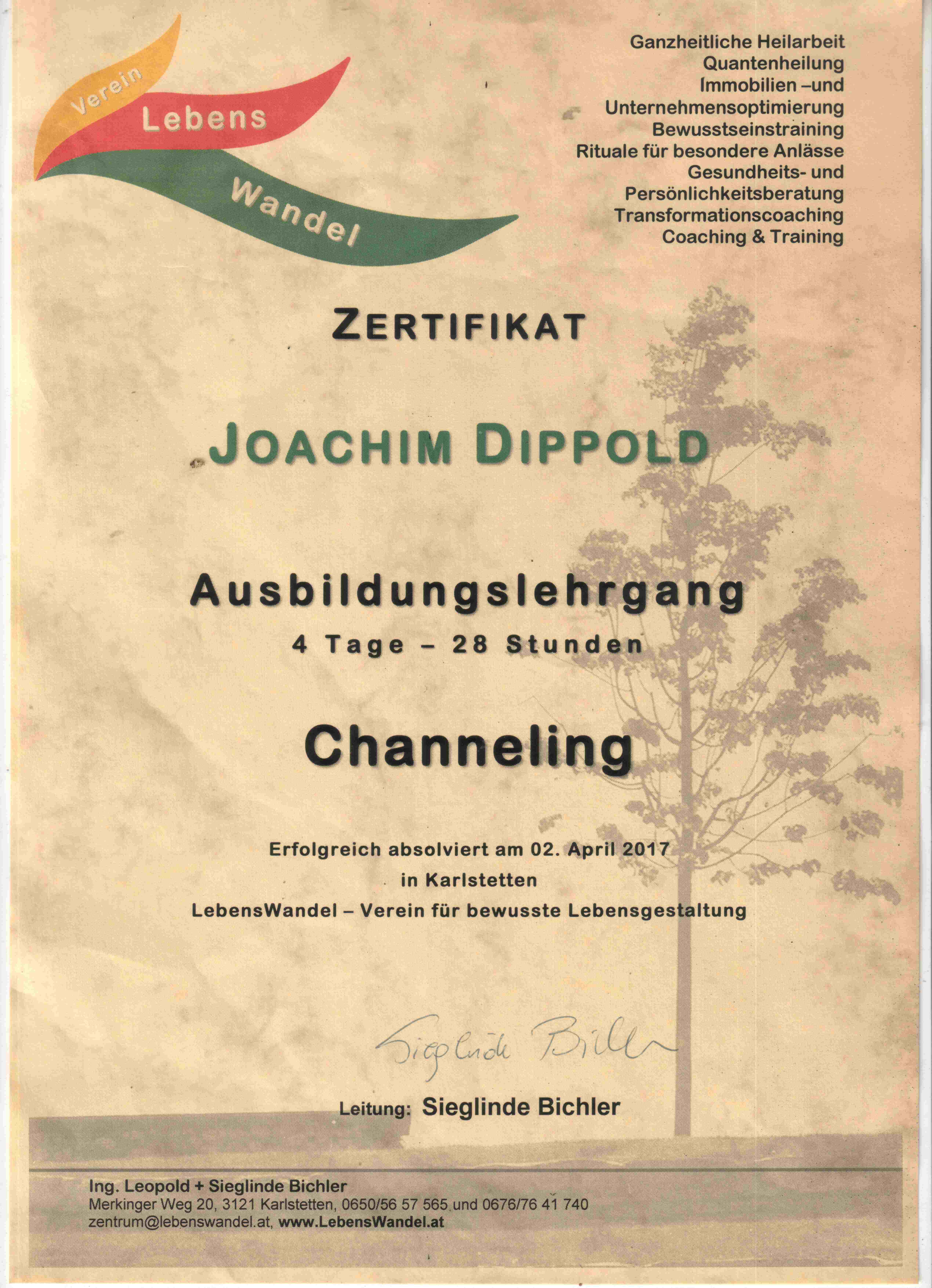 Ausbildung Channeling